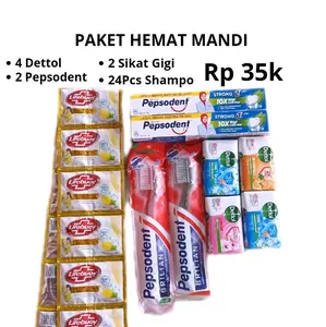 Paket Hemat Untuk Mandi 4 Dettol / 3 Shinzui/4 Lifebuoy/ 4 Zen+2 Pepsodent Strong + 2 Sikat Gigi + 1 Renteng Shampo