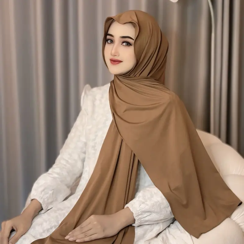 KERUDUNG HIJAB PASHMINA INSTAN MODEL MELEYOT PAKAI INNER NINJA MENUTUP LEHER BAHAN JERSEY Muslim Dewasa Oval 7