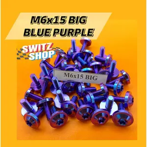 Baut M6x15 Big Head Drat 10 panjang 1,5cm Titanium