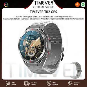 TIMEVER TR2 Strava 5ATM GPS Track Map Route Back AOD jam tangan pintar Pressure Altitude Compass Military Super Smartwatch  Waterproof Explorer pace ports