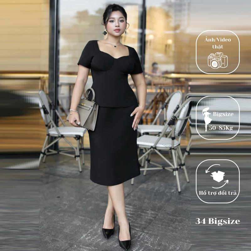  Set váy công sở DB5740 34 Bigsize set bigsize áo kiểu chân váy dài cho nữ đi làm đi tiệc sang chảnh 