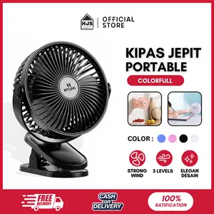 HJS Kipas Angin Jepit Meja Portabel USB Clip Mini Fan Rotating 15000 mAh