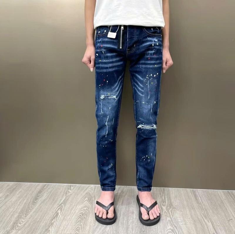 Quần jean nam 4 cúc phối khoá kéo lệch rách xước cao cấp chuẩn form Menswear