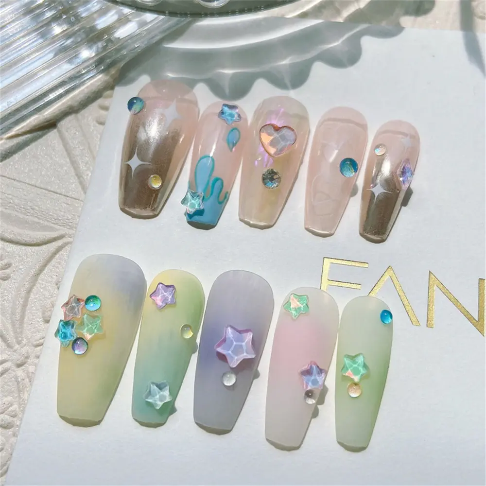 50PC Mixed Color Fondant Nail Art Accessories / Peach Heart-shaped Soft Pottery Candy Color DIY Nail Art Jewelry