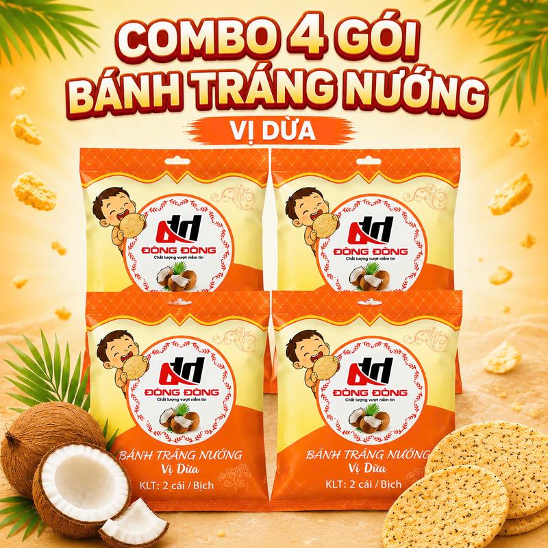 Bánh tráng nướng vị dừa giòn rụm – Bánh tráng ăn liền, thơm béo, ăn vặt cực…