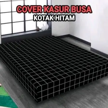 Sarung kasur busa Resleting Bahan poliester motif kotak Hitam,Navy,Abu-Abu All size Terlaris dan Termurah 3