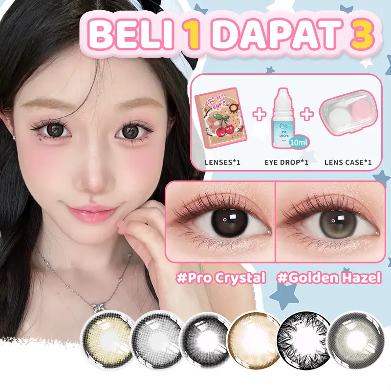 [Beli 1 Gratis 3] 1 Pasang Softlens + 1 Eye Drops + 1 Casing Gratis Normal Contact lens Soflen Lensa Eye by Mystic Eyes