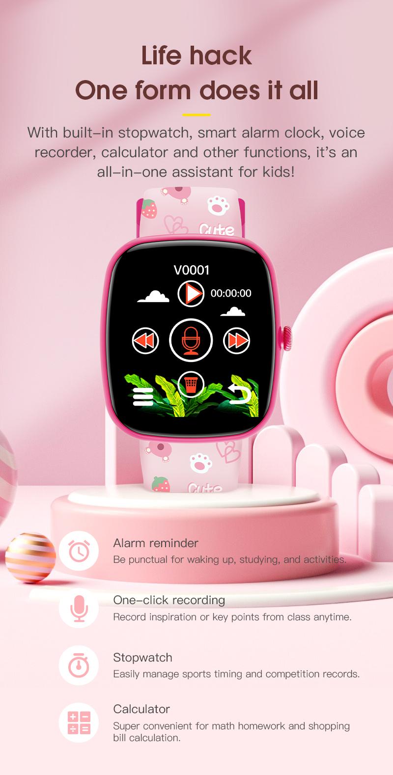 Kids Smart Watch PEJE Anak Game Edukasi Cerita Audio Flashcard Monitoring Kesehatan 24 Jam Step Counter Tahan Air 1ATM Baterai Tahan Lama Tanpa Koneksi HP