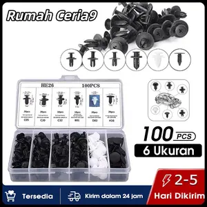【READY】100PCS/SET Baut Rivet Mobil/Universal Klip Bumper Baut Body Plastik Mobil Clip Kancing Motor Serbaguna