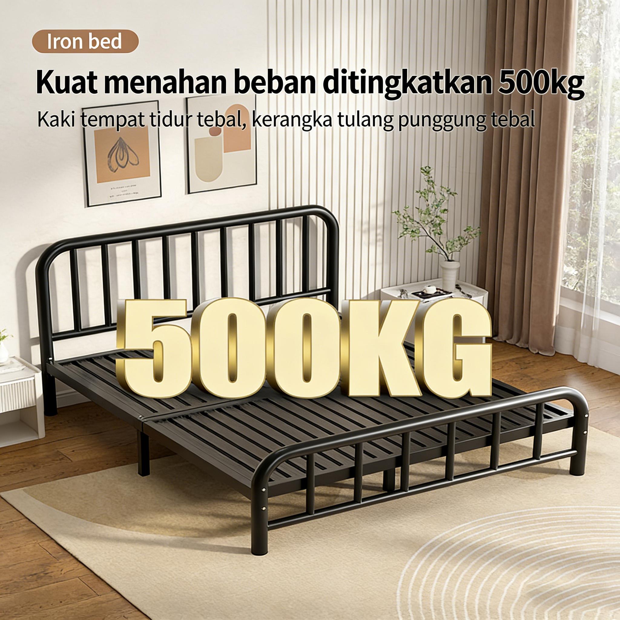 TETE_4 Ranjang Besi Tempat Tidur Dipan Tempat Tidur Ranjang Besi Dipan Besi Divan Besi Dipan Kasur Furniture Ranjang Besi Tempat Tidur Dipan Tempat Tidur Ranjang Besi Dipan Besi Divan Besi Dipan Kasur Furniture  Hitam/180×200×30CM [ Garansi lima tahun ]