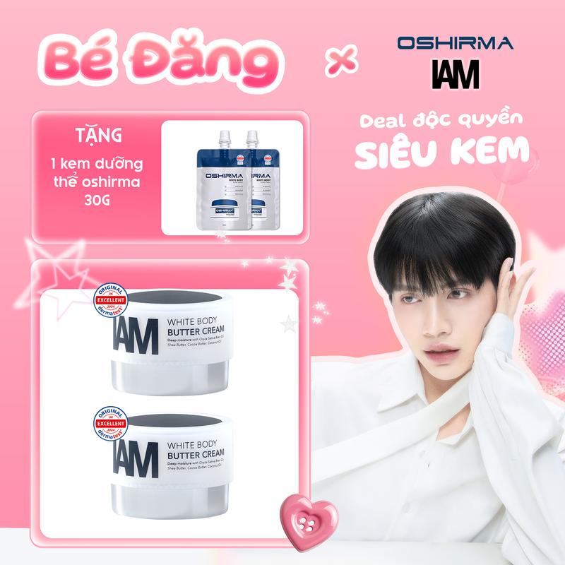  Bé Đăng COMBO 2 Hũ Kem Dưỡng Thể 200G Hỗ Trợ Dưỡng Trắng Cho Da Thiếu Ẩm IAM White Body Butter Cream 