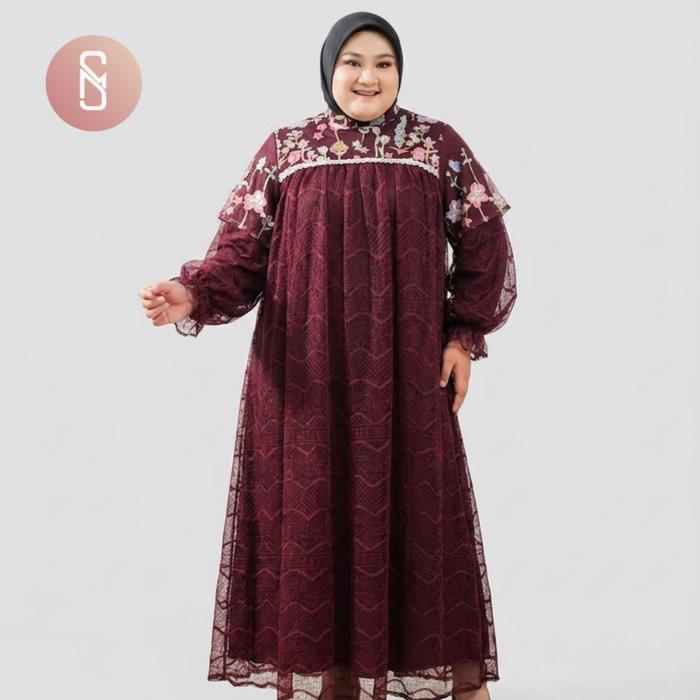 Gambar Myshawl Ivanya Dress Farhana Gamis Pesta Jumbo Brukat Muslim Wanita Maxi Kondangan Shakila Mewah Syari - Ivanya Burgundy, 2XL dari My Shawl Kota Bandung 4 Tokopedia
