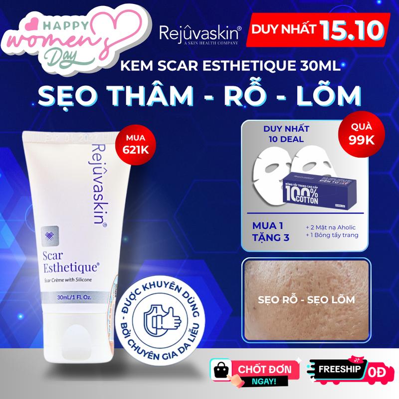 Kem Hỗ Trợ Mờ Sẹo Thâm, Rỗ, Lõm giúp ngăn ngừa sẹo, sáng mịn làn da Scar Esthetique, Dung tích 30ml, An toàn cho da, trị thâm mụn skin care, Tinh Chất mờ sẹo