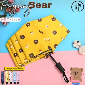 Payung Lipat Bear Uv30+ Motif Lucu Portable dengan Banyak Pilihan Warna dan Desain Karakter Imut untuk Kebutuhan Sehari-hari Anda