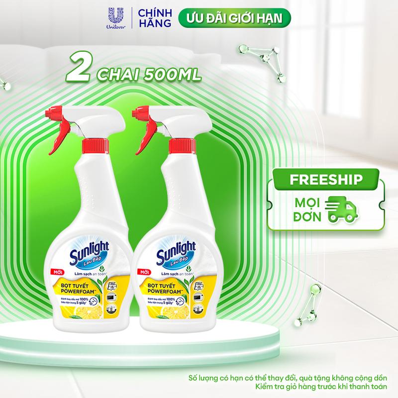 Combo 2 Bọt tuyết lau bếp Sunlight POWERFOAM - Đánh bay dầu mỡ 100%, siêu tiện…