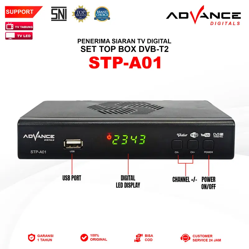 【COD】Advance STP-A01 Set Top Box STB Digital DVB Full HD Receiver TV Garansi Resmi 1 Tahun Antena Kabel 2