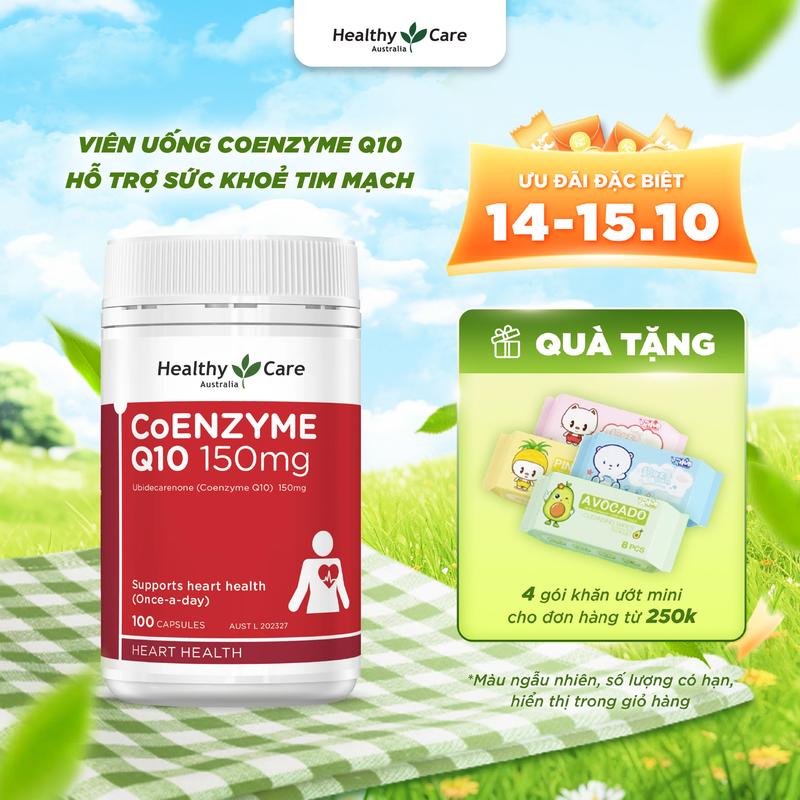 Viên Uống Hỗ Trợ Tim Mạch Coenzyme Q10 Healthy Care 150mg 100 Viên