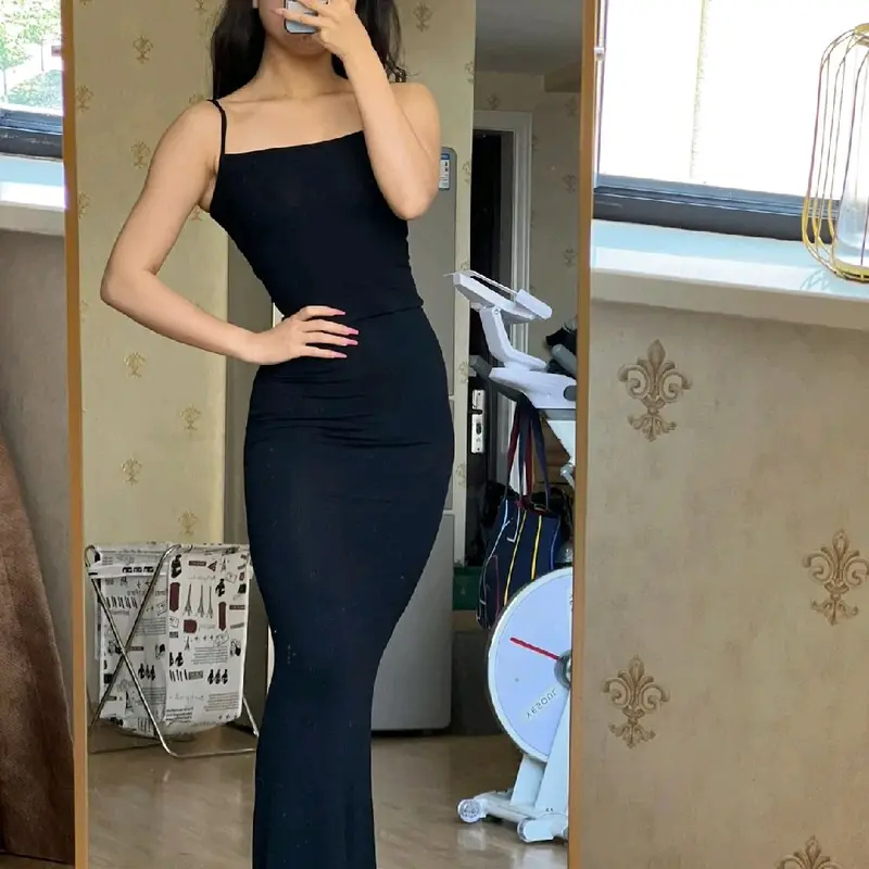 Inara maxi dress wanita bodycon Slim-fitting Polos Casual Lembut Nyaman 1