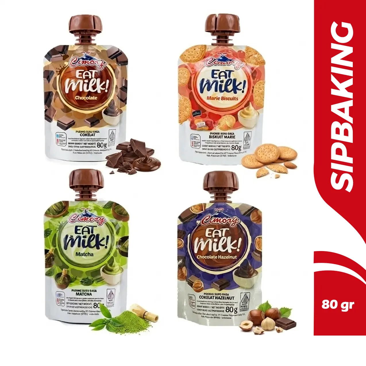 Cimory EatMilk Puding Susu 80gr Eat Milk Pudding Cokelat Hazelnut Matcha Marie Biscuit