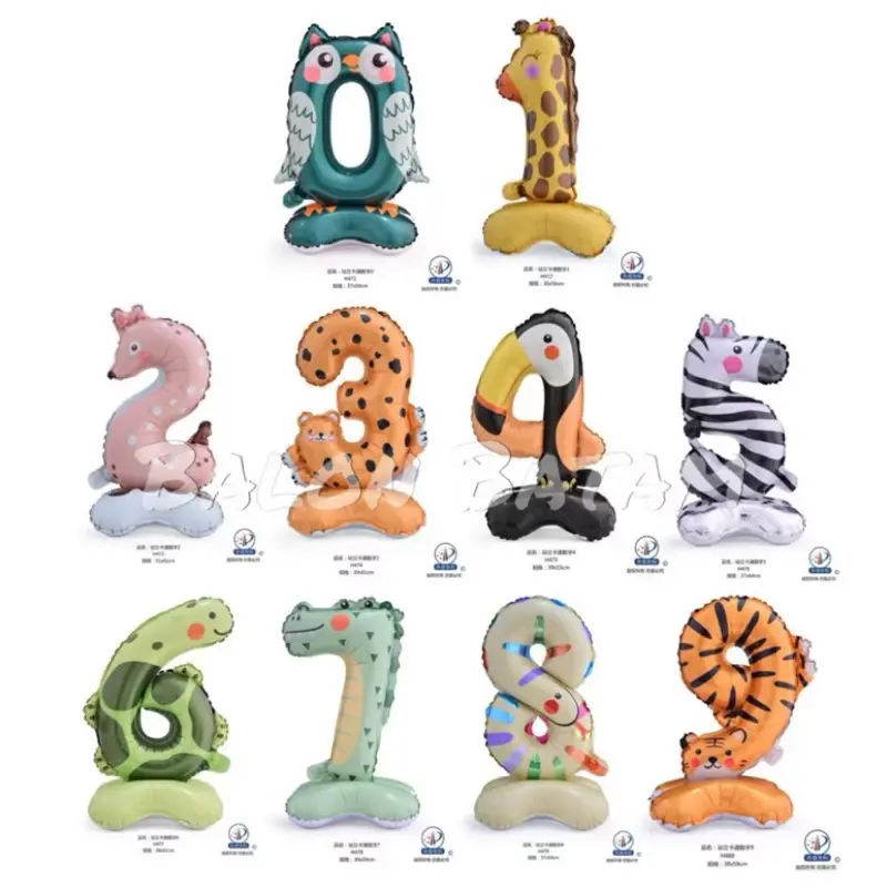 Balon foil angka stand animal +- 60cm