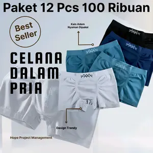 Paket Hemat Isi 12 Pcs Celana Dalam Pria Boxer Seamless Dewasa Adem Melar Halus