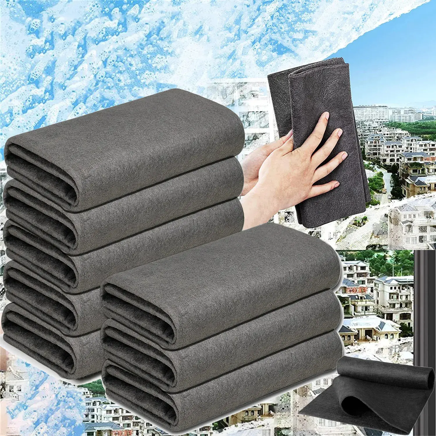 Kain Pembersih Kaca Ajaib, Tebal, Boleh Digunakan Semula, Bahan Microfiber, Tuala Bersih, Lancar, Sesuai untuk Tingkap, Baharu