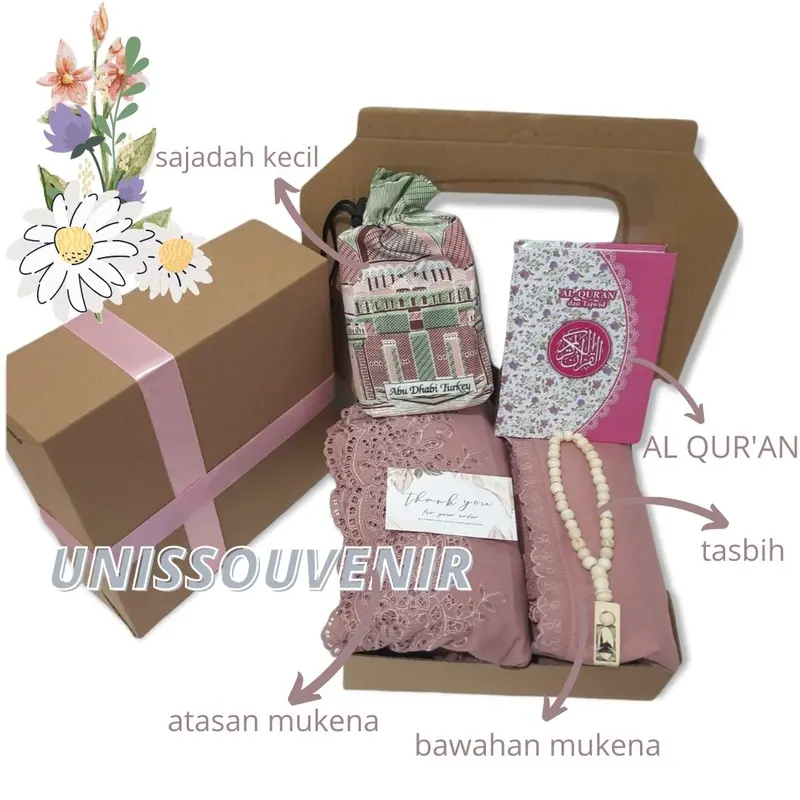 Unisouvenir Hampers Mukena Khadijah Series Lebaran Hadiah Cewe Kado Wedding Muslim Sajadah Kecil Elegan Warna Pilihan Bahan Berkualitas Tinggi 1