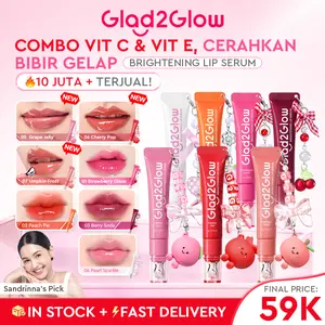 [New Shade] Glad2Glow Brightening Lip Serum - BERRY SODA SHADE READY STOCK!!! VC-IP Vitamin E 3in1  Lip Serum Treatment  Melembabkan Mencerahkan Bibir Gelap Lip Tint Warna Natural Glowing Tahan Lama Buildable Natural Lip Color Care G2G