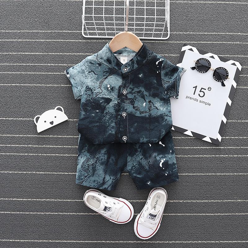 0-5 years old boy child baby suit crawling suit dirt-resistant shirt + comfortable breathable shorts two-piece suit 2