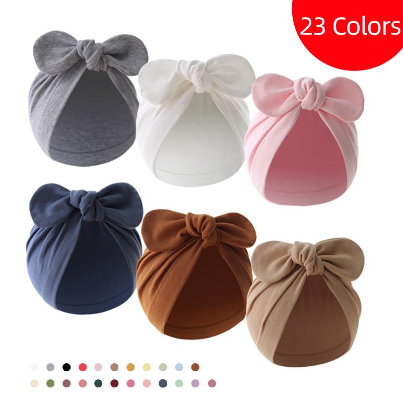 Mũ Turban Cho Em Bé Thiết Kế Tai Thỏ Dễ Thương, Làm Bằng Bông Mềm, Thích Hợp Cho Trẻ Sơ Sinh Và Trẻ Sơ Sinh, Có Nơ, Khăn Quàng Cổ Quàng Cổ Cho Em Bé Gái, Kiểu Mũ Len, Hàng Mới Về