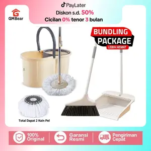 GM Bear Alat Pel Lantai Ultra Mop Aclima P0001 - Spin Mop Aclima Pel Putar+Sapu Pengki Set 1776 - Dapat 2 Kain Pel