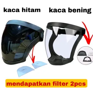 face shield akrilik pelindung muka dari debu Hitam Mask Masker