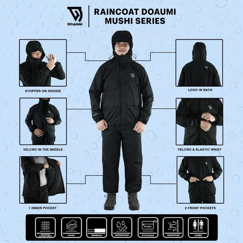 Raincoat Jas Hujan Doaumi Mushi Pria Wanita Dewasa Jas Hujan Motor Setelan Jaket Anti Rembes 3