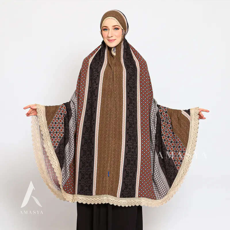 Amasya Kaluna Mukena Dewasa Premium Rayon Organic Atasan Bawahan Motif Renda Panjang Mewah Seserahan 1