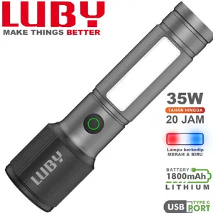 SENTER LED LUBY L-AL8003 35WATT - ZOOM JARAK JAUH - BAHAN FULL ALMUNIUM - MODE EMERGENCY - CHARGER USB TYPE C