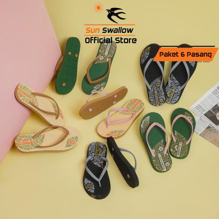 Gambar Sandal Sun Swallow Paket 6 Pasang Sendal Jepit Wanita Karet Ladies Batik Series dari Sun Swallow Sandals Kota Administrasi Jakarta Utara Tokopedia