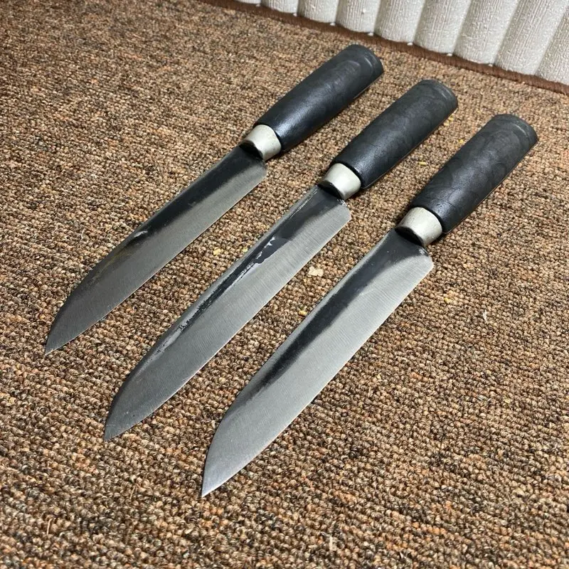 3 Pcs Pisau Dapur Baja Gagang Hitam untuk Memasak dan Memotong Makanan dengan Mudah dan Aman