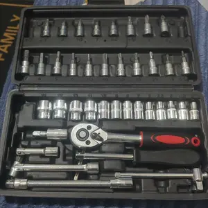 Coppexton Shop 46PCS 46Pcs Perkakas Soket Ratchet CR-V 1/4 Inch untuk Mobil Sepeda & Rumah DIY Bahan CR-V Super Kuat 45 Gigi Ratchet Cepat Lepas