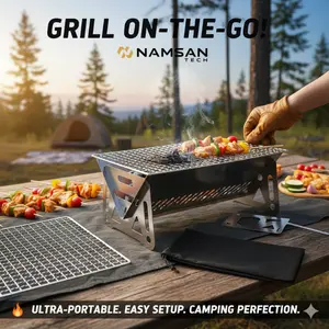 NamsanTech Portgrill Portable Grill BBQ+ Panggangan Portable Rakit Barbecue Ringan Gampang Dibawa untuk Berkemah dan Kitchenware