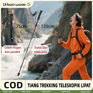 [COD] Urban wave Tongkat trekking berbahan aluminium alloy, tinggi dapat diatur, ringan dan anti selip, daya dukung kuat, garansi 5 tahun, produk terlaris untuk pemula dewasa hiking dan trekking luar ruangan di Indonesia Camping Outdoor