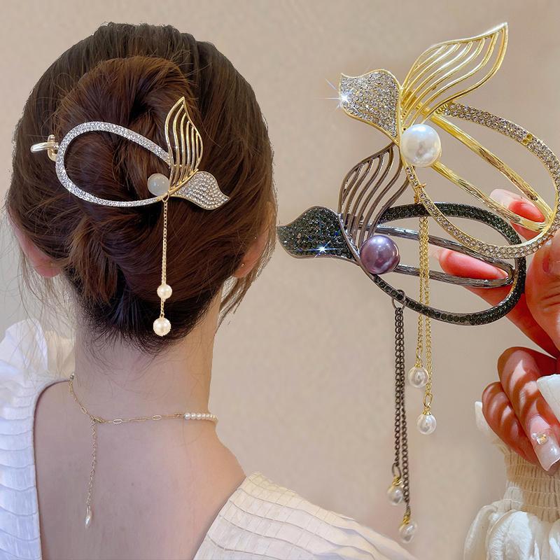 kẹp tóc đẹp sang chảnh Kẹp Tóc Đuôi Cá Sáng Bóng Với Tua Rua Kim Cương Giả Và Twister  phụ kiện tóc nữ cực xinh hair  tie hair  tie kẹp  tóc  hình  quả  chuỗi  kẹp tiểu thư nữ  kẹp  hoa  sứ  đi  biển cài tóc tiểu thư