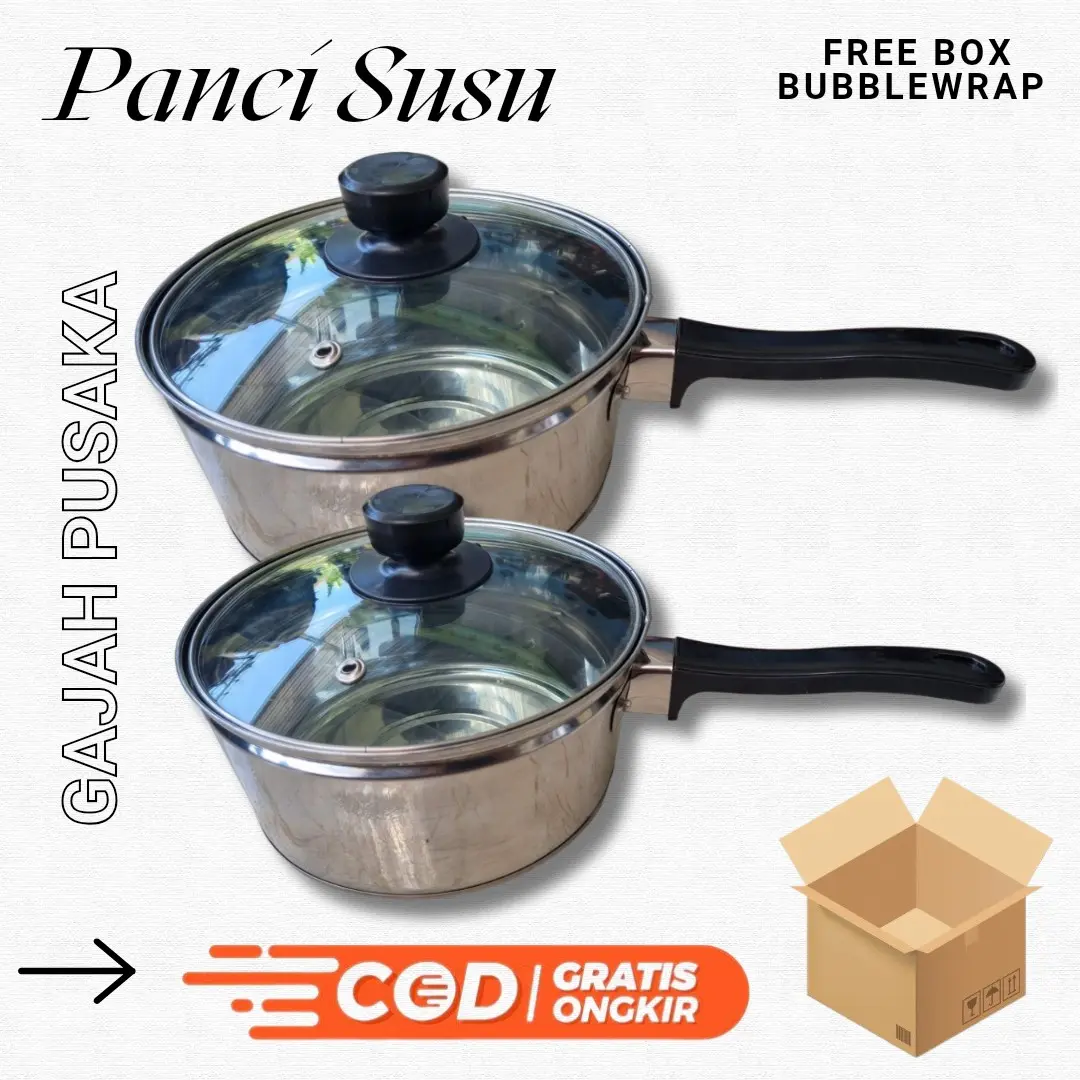 Panci Susu Mie 18cm Stainless Kitchenware Souvenir Tanpa Tutup, Tutup Stainless & Tutup Kaca