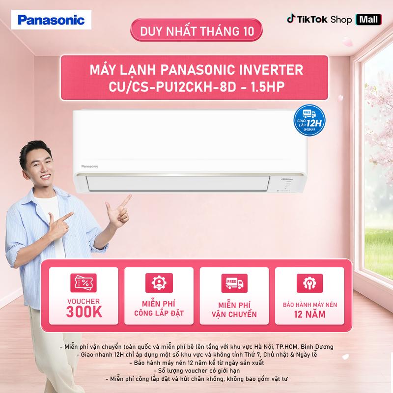 Máy Lạnh Panasonic Inverter CU/CS-PU12CKH-8D - 1.5HP - Một chiều - Lọc bụi nanoeG - Wifi
