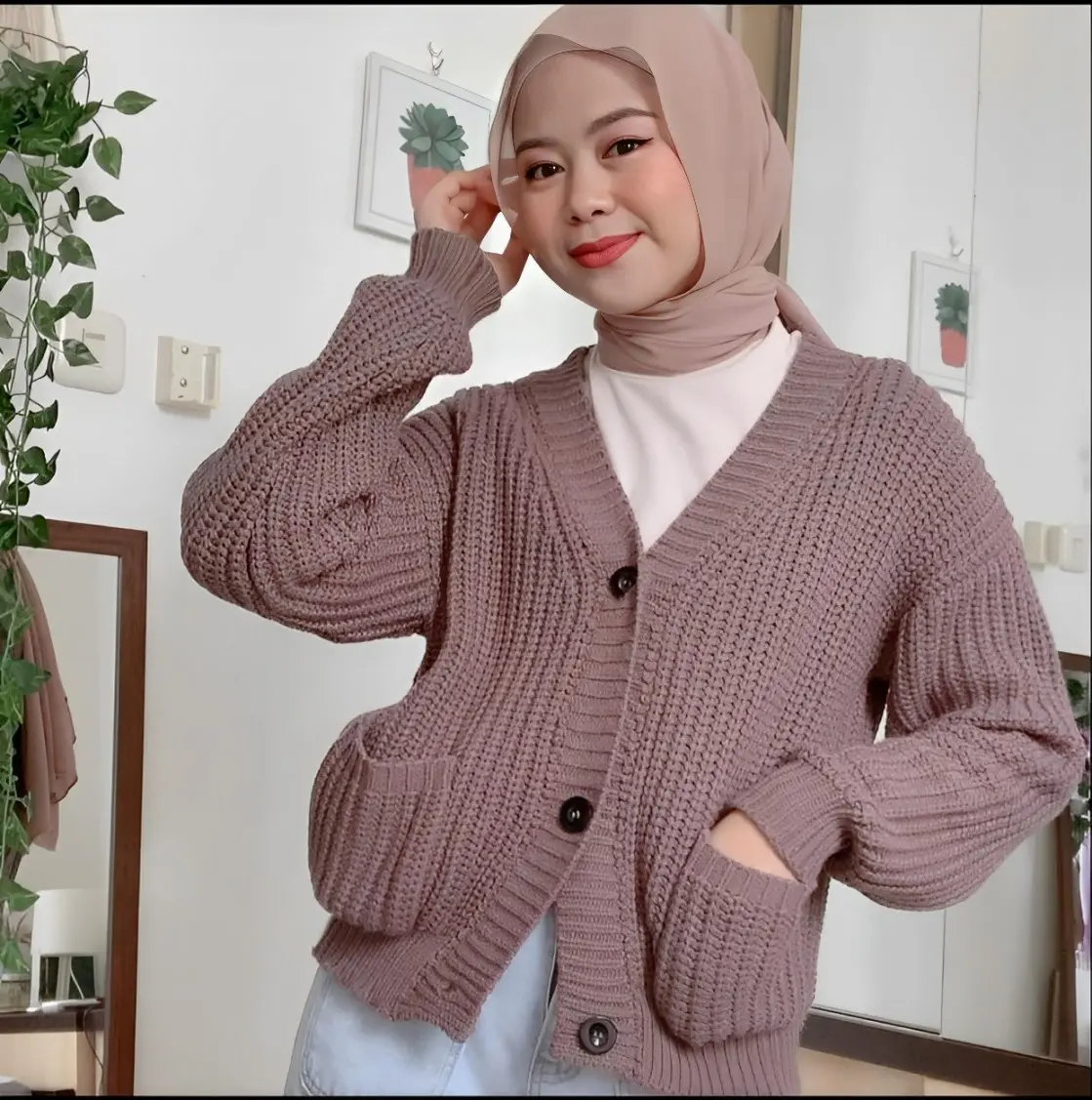 GFS Cardigan Rajut Bitha Ld 90 - 100 cm P 55 cm B 250 gr Soft Cotton Acrylic #4403
