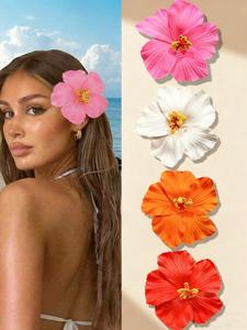 4 Pasadores para el cabello con flores hawaianas para mujer, Accesorios florales realistas, Sakura, Flor de ciruelo, Loto, Regalo perfecto para fiestas en la playa