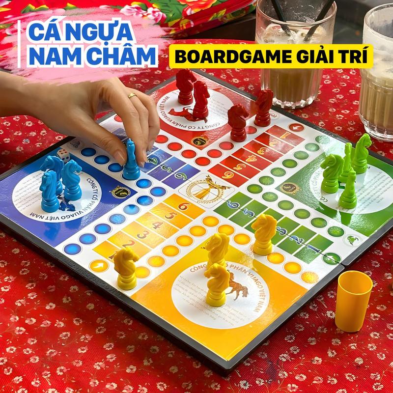  Đồ Chơi Cờ Đua Ngựa Cờ Cá Ngựa Có Nam Châm Chắc Chắn Bàn Cờ Kiêm Hộp Đựng 