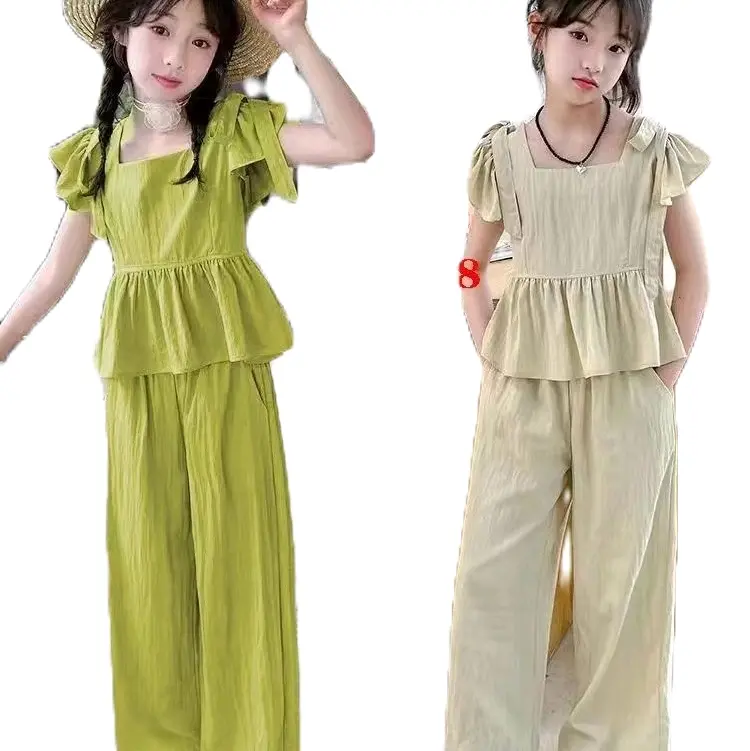 4-8 Th Setelan anak perempuan tali pita bahu cotton 0