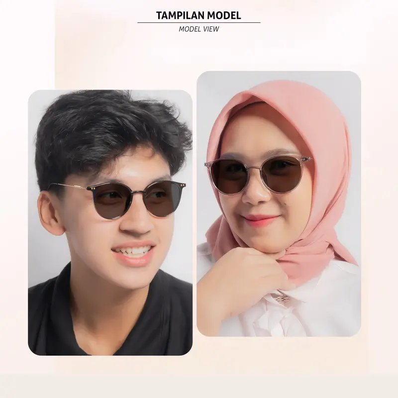 Kacamata Hitam Sunglasses Fashion Korean Style Pria Wanita Lensa UV400 Polarized Bentuk Oval Bahan TR-90 & Metal Colore.In Eyewear 2188s 1