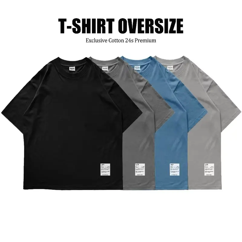 Oversize Polos Cotton 24s Warna Abu Tua | Baju Oversize Polos Premium Unisex Pria Wanita 3