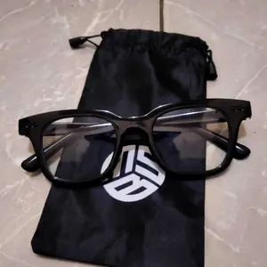 Kacamata Hitam Kaca Bening Frame Hitam Lensa Clear Putih Retro